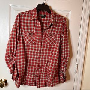 Eddie Bauer large red plaid long sleeve shirt